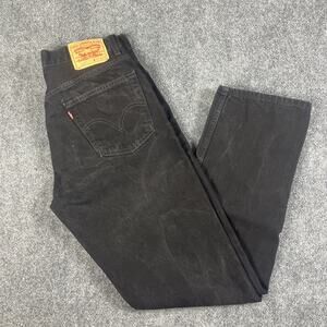 Levis 505 Jeans Mens 36x34 Regular Fit 5 Pocket Black Denim Red Tab Straight Leg